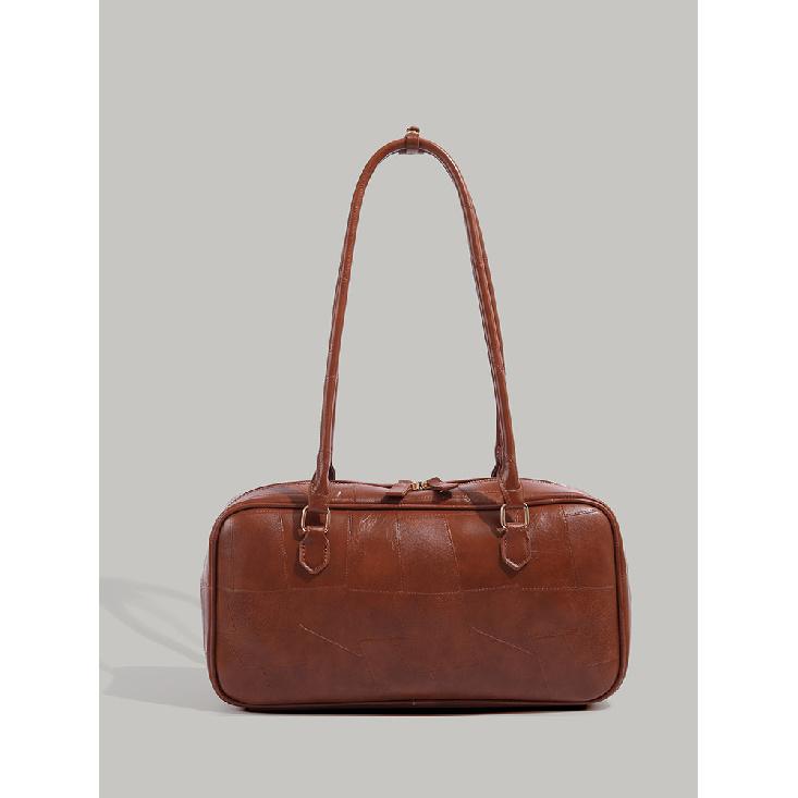 Wholesale hot-selling fashionable vintage versatile handbag Boston bag for women, high-end commuter simple shoulder bag коричневый