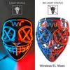 Wireless Neon LED Purge Mask Glow in The Dark Cosplay Horror Mask Halloween Masquerade Party Masks Glowing Funny Dress Up