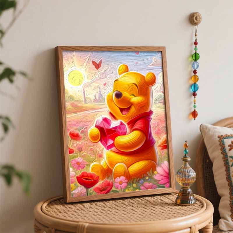 Disney Winnie the Pooh Heart Flower Garden Oil Painting Art Set Handmade Diy Gift Home Decoration