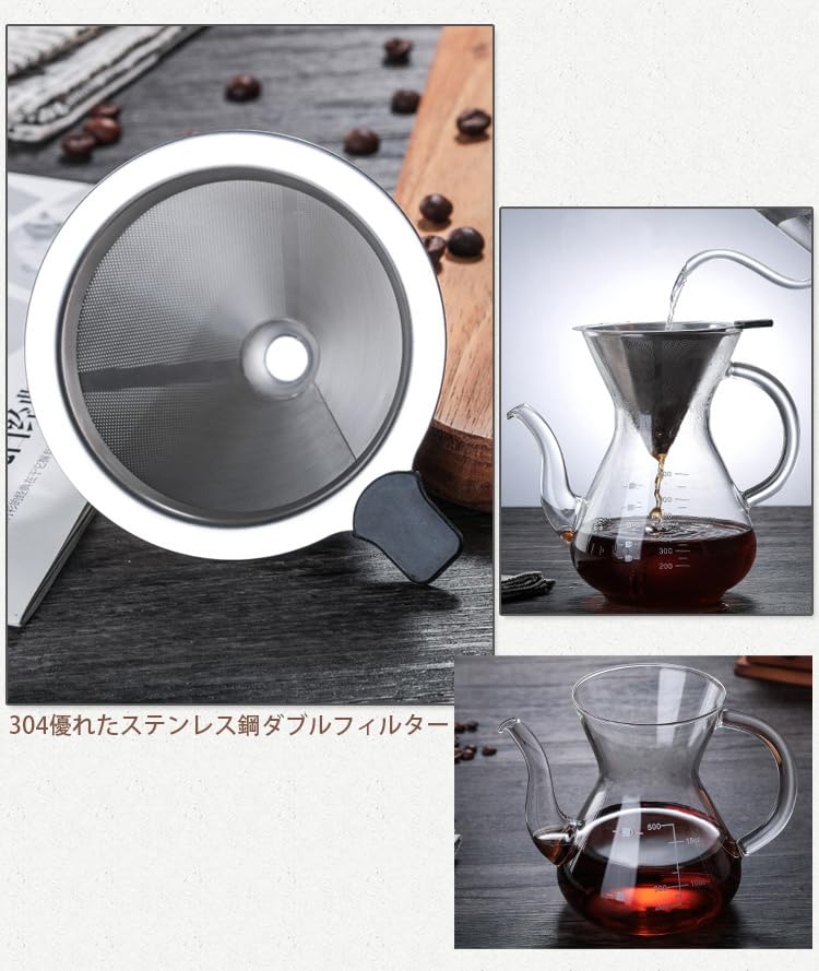 Gugrida Coffee Server, Drip Coffee Server, Hand Drip Coffee Server, Heat and Cold Resistant, High Boron Silica Glass Material (Beak 500ml)