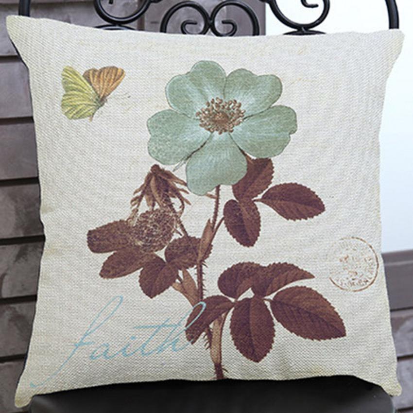 Retro Wild Flower Blue Color Print Sofa Cushion Home Decorative Car Seat Office Chair Throw Pillow Back Protection Cushions