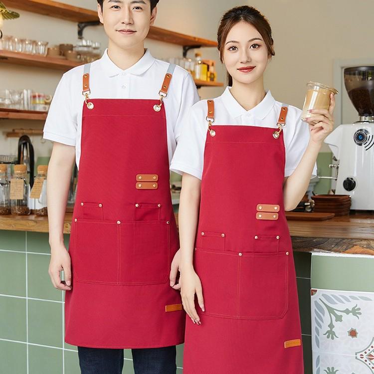 Waterproof Canvas Work Apron with Logo for Shops & Kitchens Dark Green