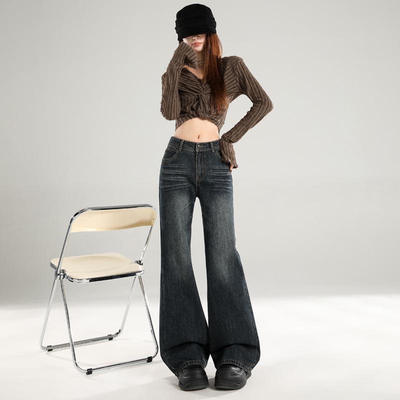 Women's Blue Retro High-Waist Slim Fit Flare Jeans