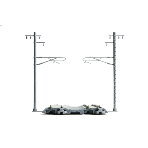 KATO N Gauge Single-Track Wide Overhead Line Pole, Silver, Pack of 20, 23-066-2, Model Railroad Supplies