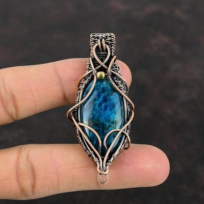 Neon Apatit Kupfer Anhänger Drahtumwickelter Anhänger Neon Apatit Schmuck Handgemachter Anhänger Kupferdraht Umwickelter Schmuck Edelsteinanhänger Zum Verschenken