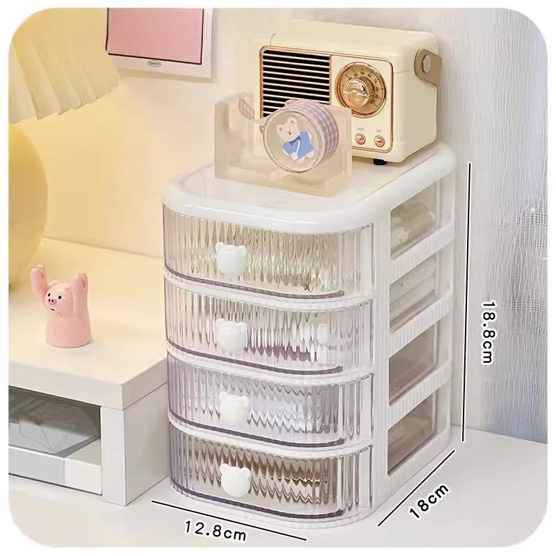 Desktop Multi-layer Drawer Storage Box Organizer Desktop Stationery Box Pen Holder Cute Children's Hair Accessories Storage Rack