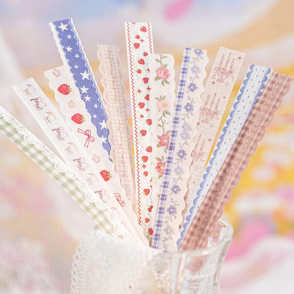 40sheets/1pack Kawaii Scrapbook Stickers Retro DIY Decoration Lace Trim Stickers Exquisite Self-adhesive DIY Journal Stickers