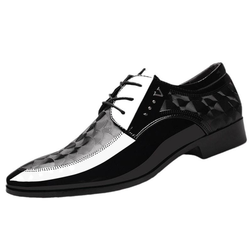 Spring New Glossy Leather Shoes Men's Business Dress Shoes Large Size Men's Shoes Versatile Wedding Shoes