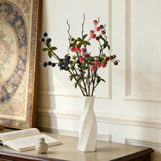 Künstliche Granatapfelbeeren Zweige Falsche Fruchtbeeren Picks mit Blättern für Heim-Blumenarrangements