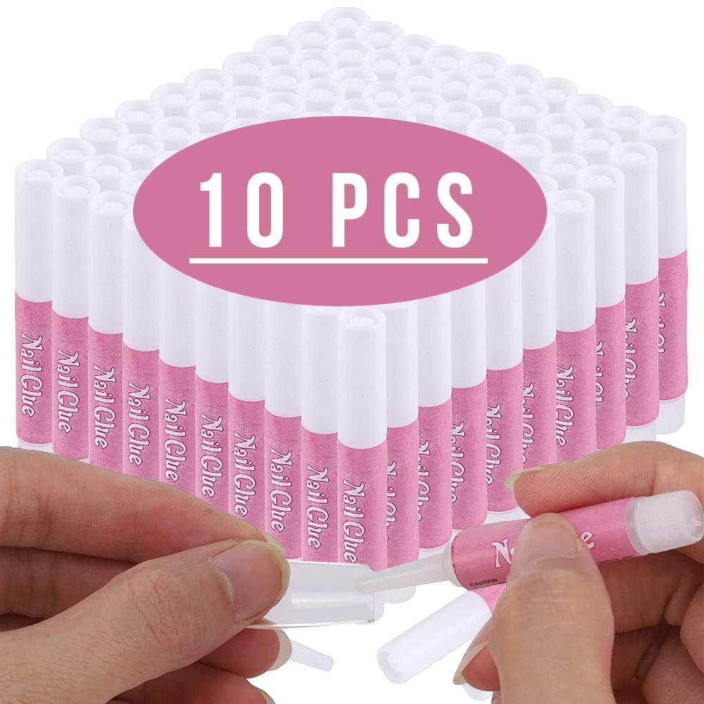10Pcs*2g Fast Drying Nail Art Glue Acrylic False Nail Tips Sticky Gel Paste Gem Jewelry Decorations Nail Glue Manicure Tools