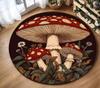 Round Black Carpet Dreamy Colored Mushroom Pattern Rug Living Room Bedroom Anti Slip Dirt Resistant Floor Mat Home Decoration