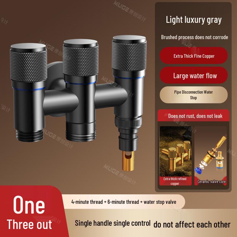 Three-Way Angle Valve Water Splitter: Multifunctional Faucet for Washing Machines