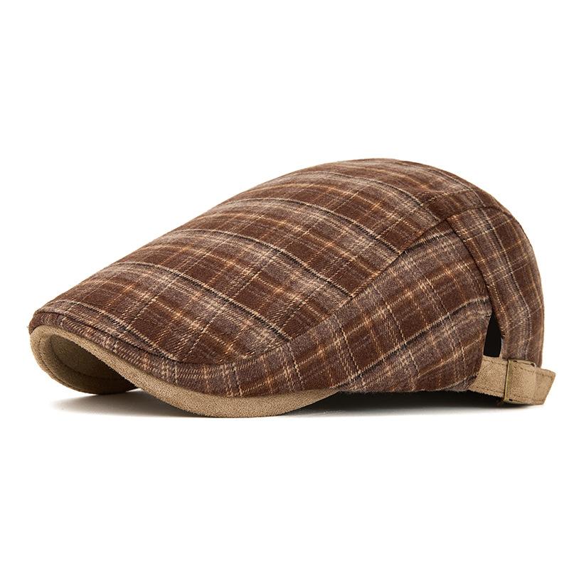 

Vintage Plaid Forward Cap Beret Autumn Winter Warm Newsboy Painter Cap оранжевый