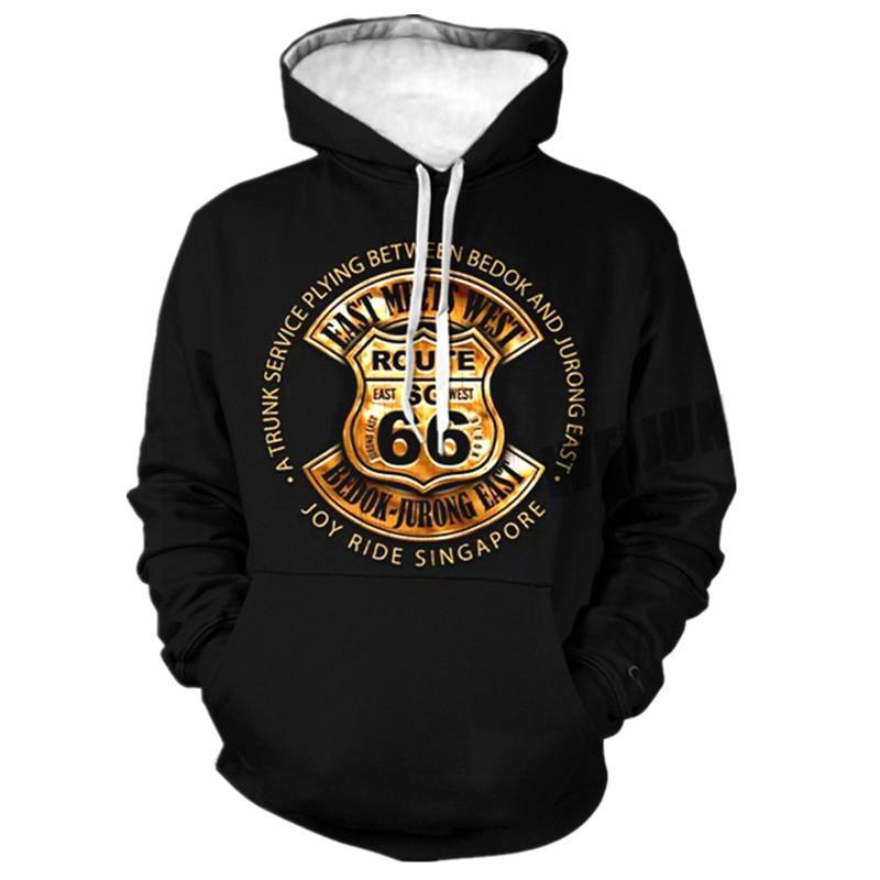 New Men's Autumn and Winter Hooded Sweatshirt 3D Printing 66 Letters Casual Sweatshirt Fashion Top