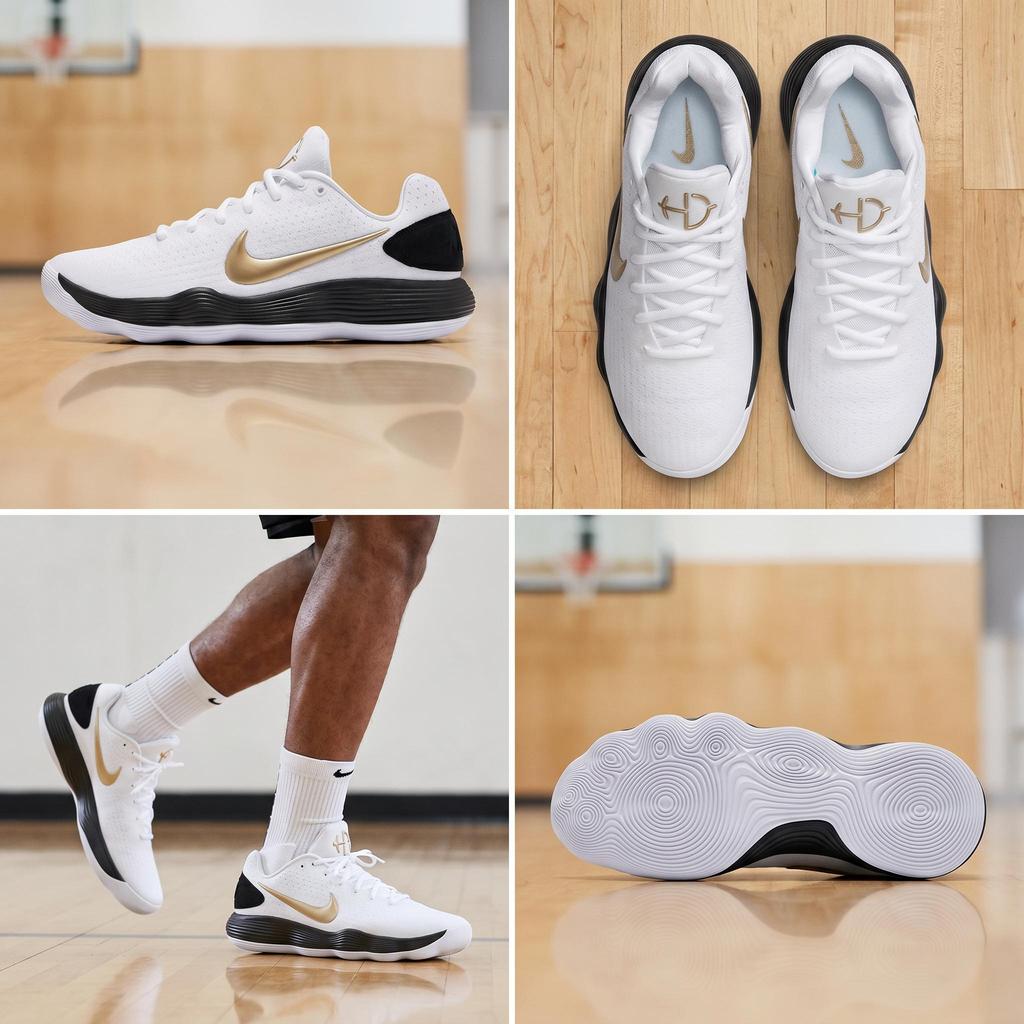 Nike Hyperdunk 2017 Low EP White Metallic Gold Black Men Sneakers HV1793-170