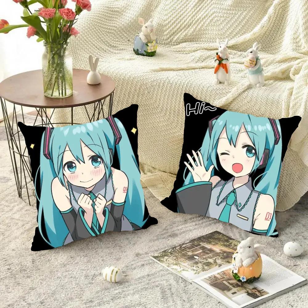 1Pc H-Hatsunes M-Miku Pillow Case Square Bedroom Sofa Leisure Comfort Cushion Car Living Room Home Decoration