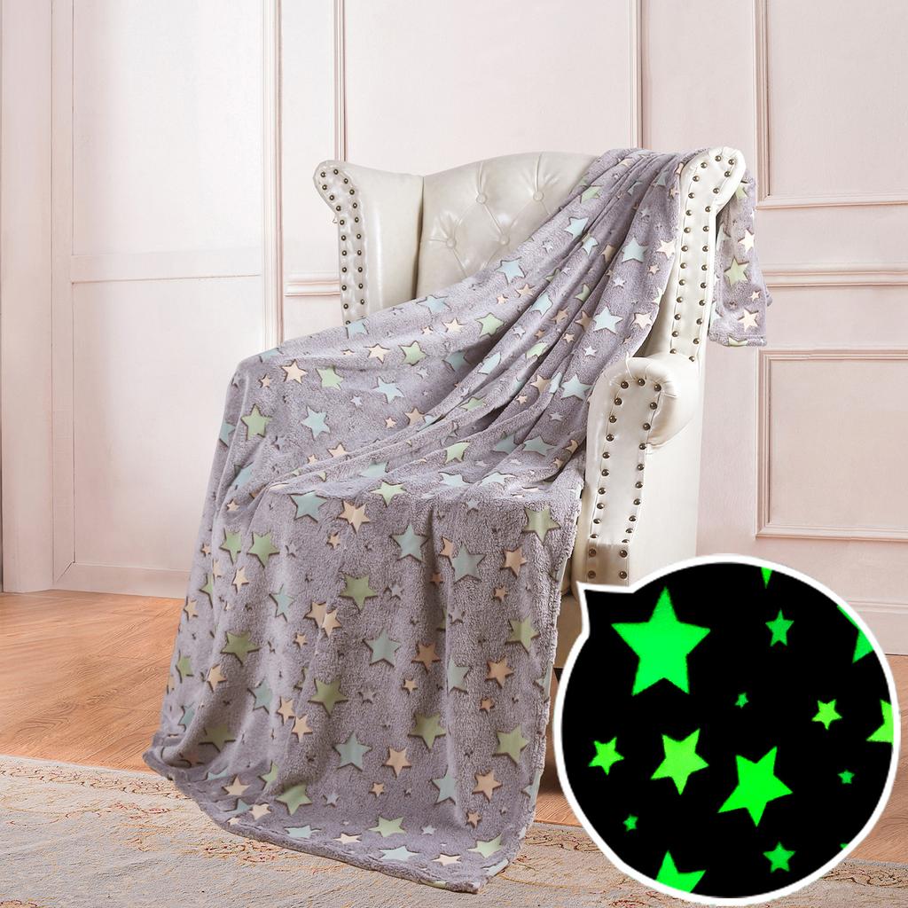Deka Glow in the Dark Throw Deka, vzor Galaxy Stars Měkká útulná flanelová fleecová deka pro chlapce Dívky, Šedá dárková deka pro děti All Seasons