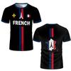 Camisa de Futebol da França Camisetas Masculinas Uniforme de Futebol Mangas Curtas Camisetas Gráficas de Mapa e Bandeira da França Casuais Esportivas Tops Unissex