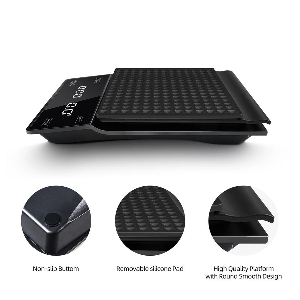 Luxury Touch Screen Pour-Over Coffee Scale with Timer, 3KG Capacity for Precision Brewing and Baking