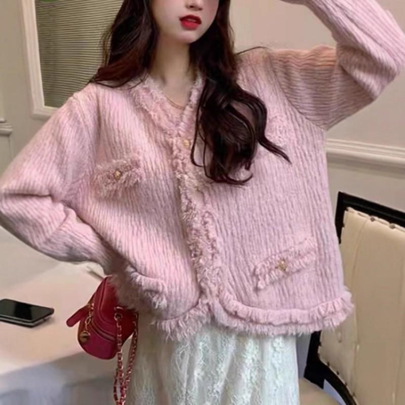 2026 Fall Fashion Tassel Knit Cardigan Sweater Sweet Slim Fit Top Women