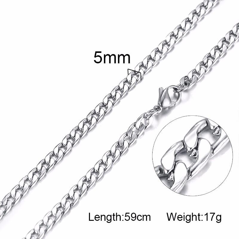 

Men s Necklace Round Miami Cuban Link Chain Gold Color Stainless Steel Punk Boy Male Colar Gifts 24