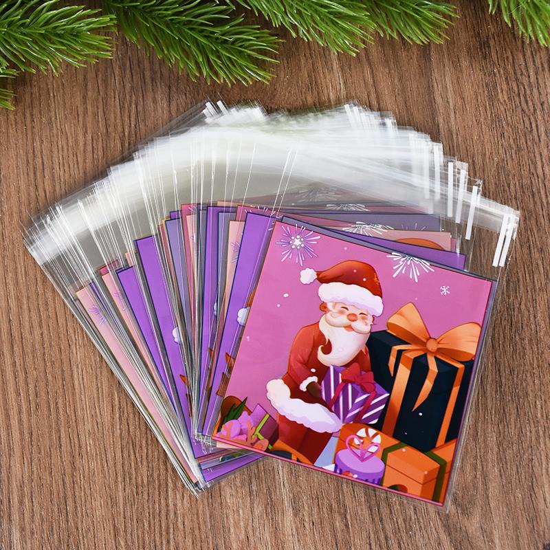 100 buc Pungă Crăciun Bomboane Biscuiți Moș Crăciun Cadou Autoadezivă Ambalaj Decor Petrecere Crăciun Anul Nou