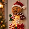 Warm Glowing Christmas Wall Decorations Door Hanger, Quilted Fabric Santa Snowman Tree Gingerbread Hanging Soft Led Entryway Accents Light with