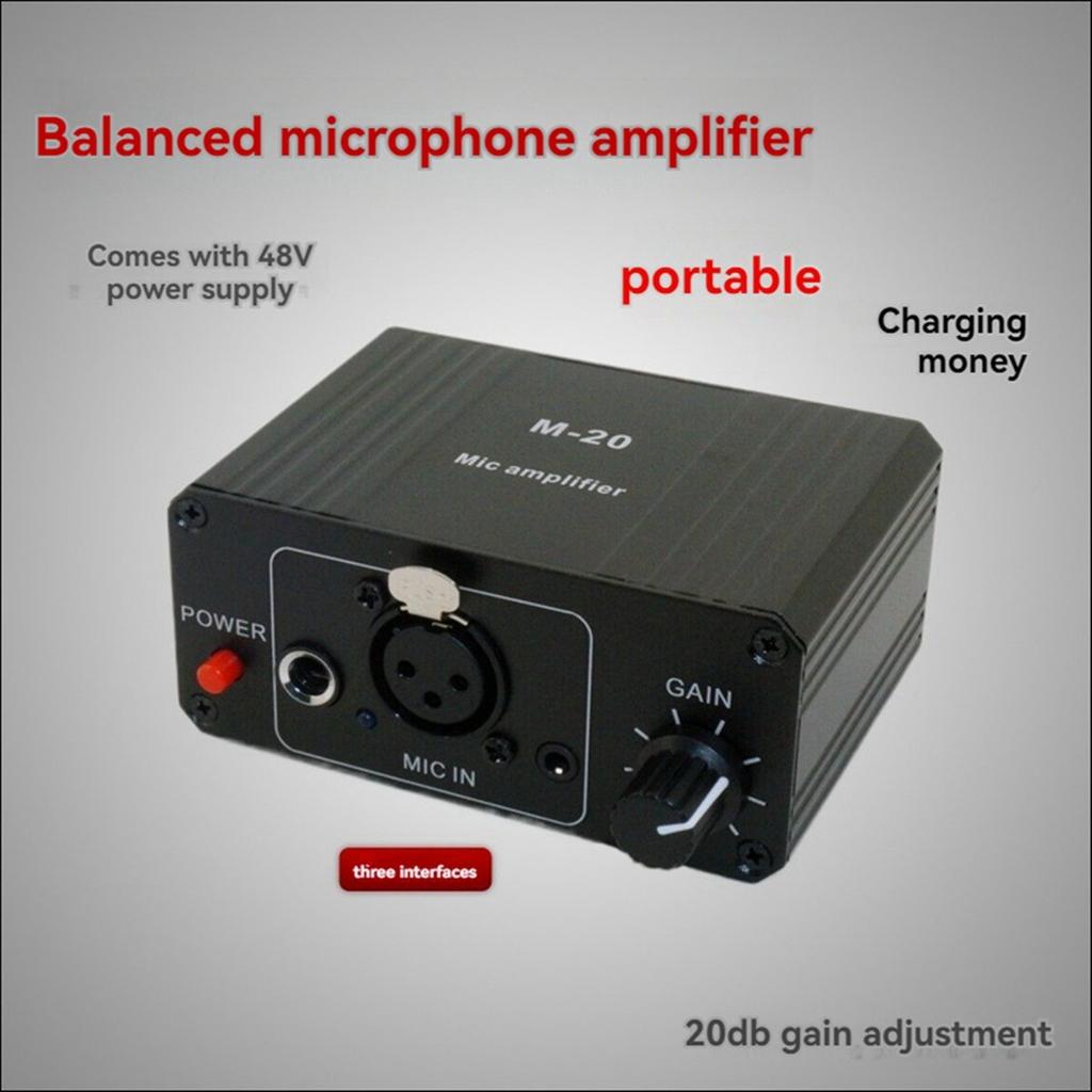 Dynamic Microphone Condenser Mic Amplifier M-20 Audio 48V Phantom Power Charging Black for Live Sound Card Speaker B