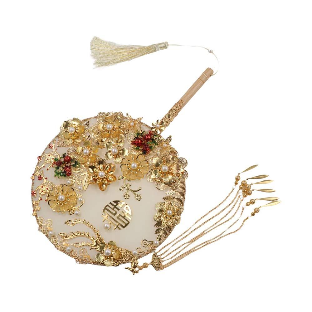 Chinese Wedding Decorative Ancient Style Hand Bouquets Chinese Fan Bridal Group Fan Embroidery Fan