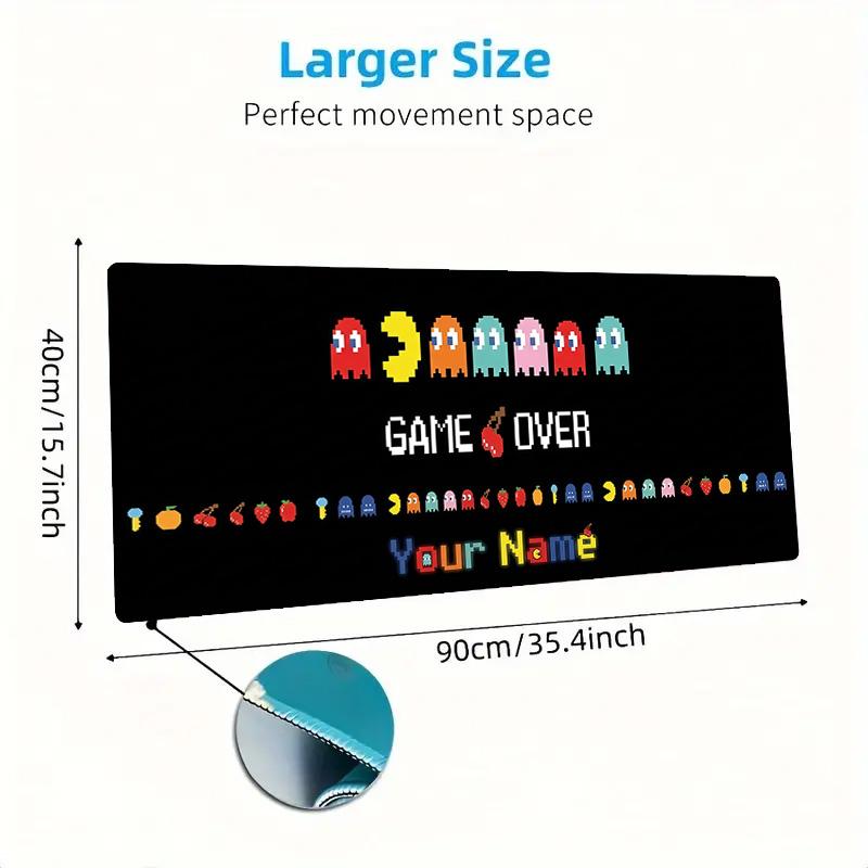 Pacman Custom Name Large Size Mouse Pad Large Gaming Table Cushion Non-slip Laptop Tablet Big Mousepad XXL Mat Mini PC Playmat With Lock Edge