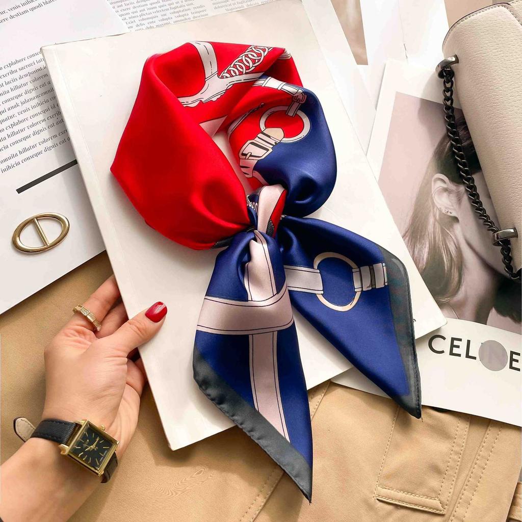 70cm Colorful Print Silk Scarf Women Fashion Kerchief Soft Satin Hairband Hands Bag Ribbon Foulard Hijab Neckerchief Headband
