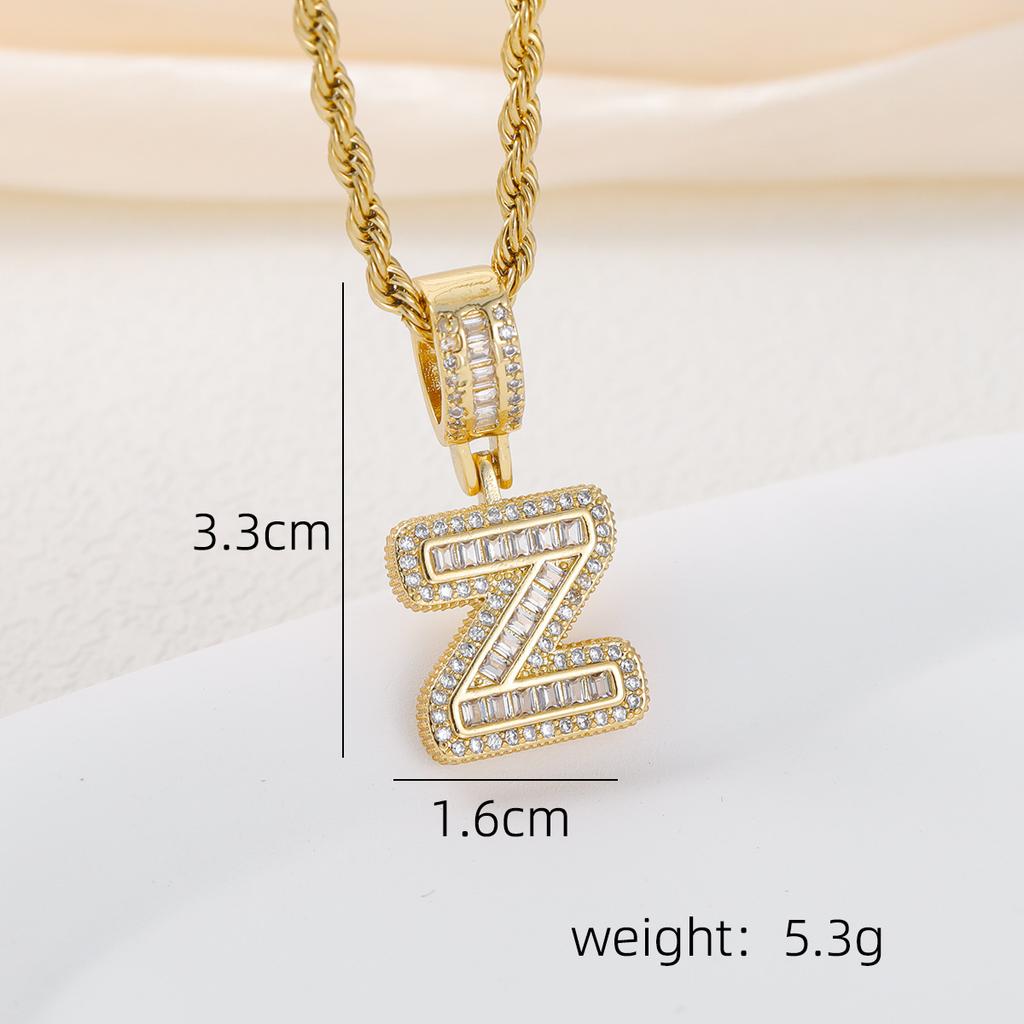 2025 New Initial Letter Necklace Women Men Cubic Zirconia Initial Pendant Necklace Rope Chain English A-Z Letter  Gift