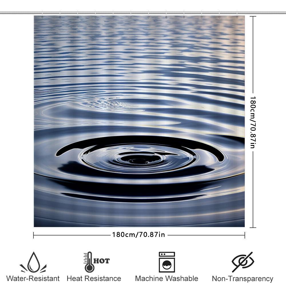 Modern Blue Waterfall Print Shower Curtain Waterproof Washable Home Decor Bathroom Wall Hanging 72X84 Inches (183X213Cm)