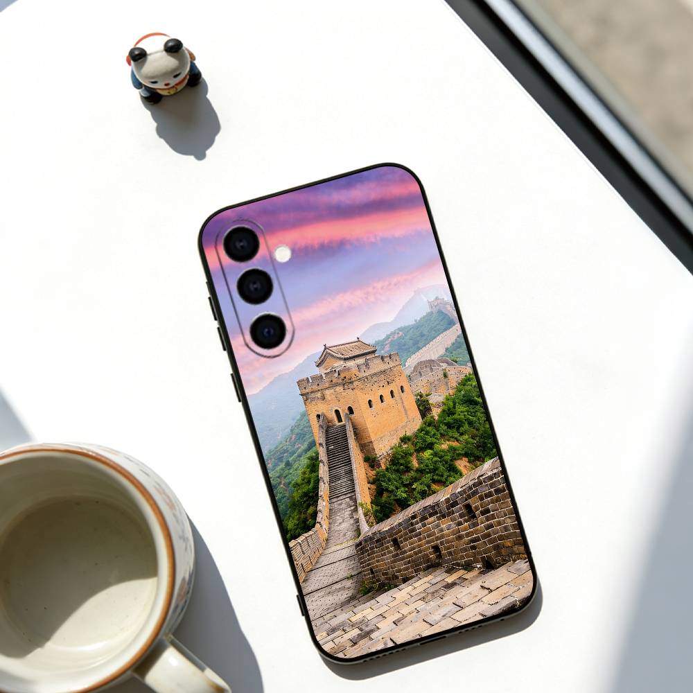 

The Great Wall of China Phone Case Black Silicone Soft For Samsung Galaxy A73,A72,A71,A70,A53,A52,A51 Samsung a13 5g