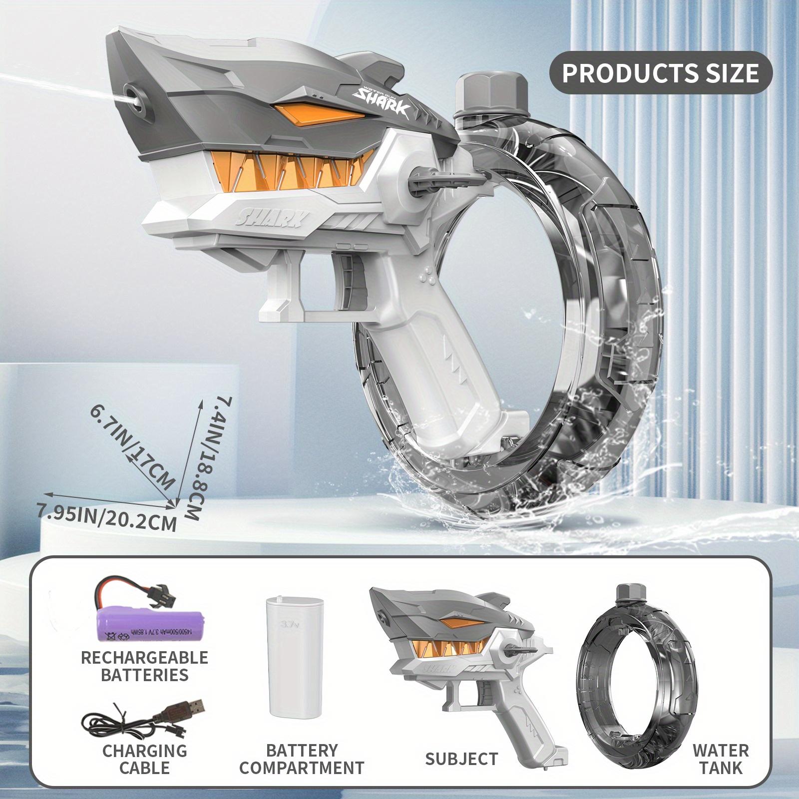 

High-Capacity Shark One-Button Automatic Electric Water Gun - Summer Pool And Beach Parties Christmas, Thanksgiving Gifts темно-серого