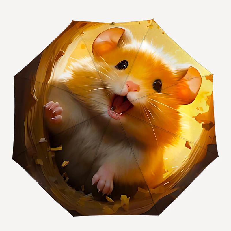 

1pc Hamster Tunnel umbrella with 8 iron ribs and a plastic handle, automatic opening and closing, and daily use.1096