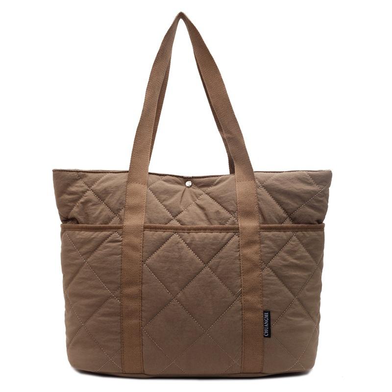 Autumn and Winter High-end Diamond Embroidered Thread Large Capacity Shoulder Bag New Cotton Clothing Tote Bag Fashionable Commuter Work Bag