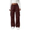 Women’s Retro Straight Leg Cargo Pants with Drawstring Cuffs Loose Fit Elastic Waistband Utility Trousers for Daily Wear