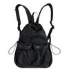 Drawstring Pleated Schoolbag Backpack Women's Niche~~ Nylon Large Capacity Travel Light Backpack Commuter Women