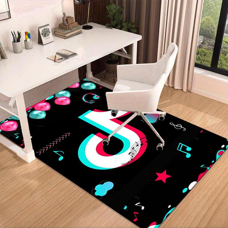 Neon Tiktok Logo Art Area Rug for Office, Chair Rug, Decorative Carpet Livingroom Mat, Large Size Fan Gifts Christmas Gifts