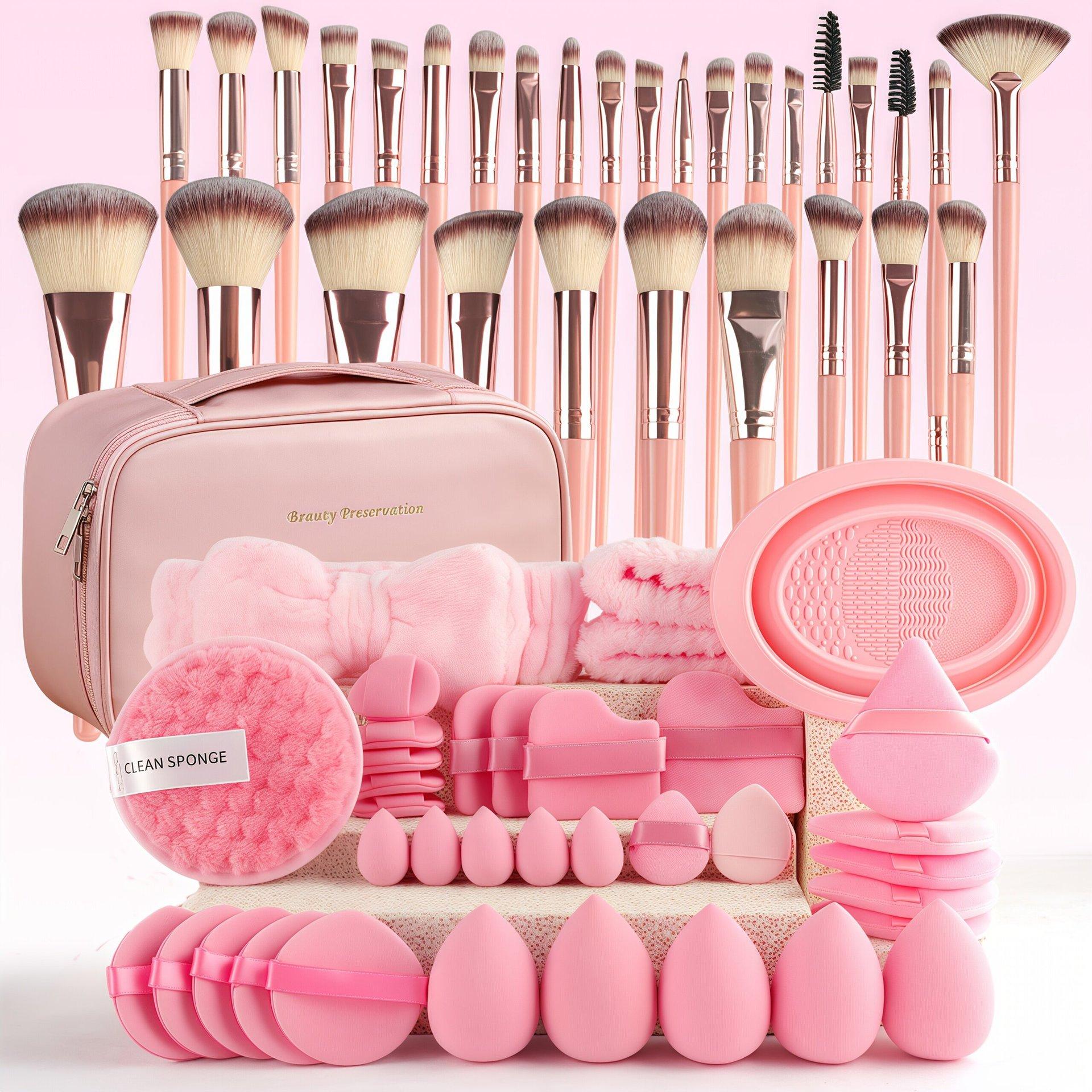 

Makeup brush set with storage box, facial makeup accessories, 67 pieces per set D