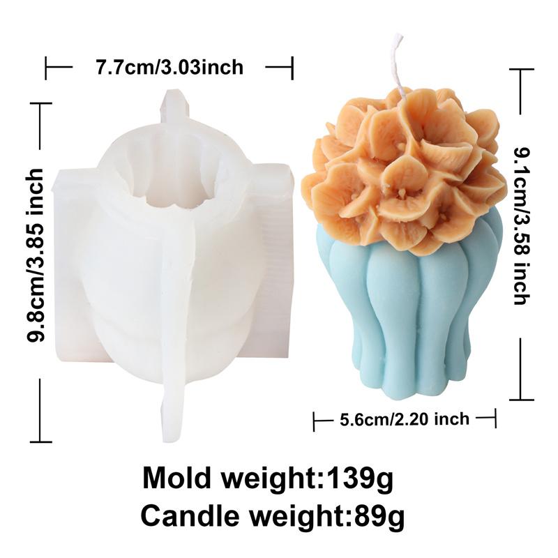 3D Succulent Flower Plant Flower Vase Shaped Candle Silicone Molds DIY Scented Aromatherapys Making Mould Handmade Ornament Mold