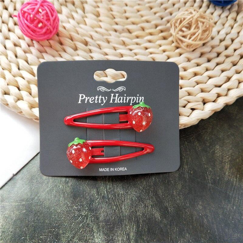 2PCS New Cute Sparkling Strawberry Kids Hairpins Children Headwear Baby Hair Clips Headdress Girls Hair Accessories