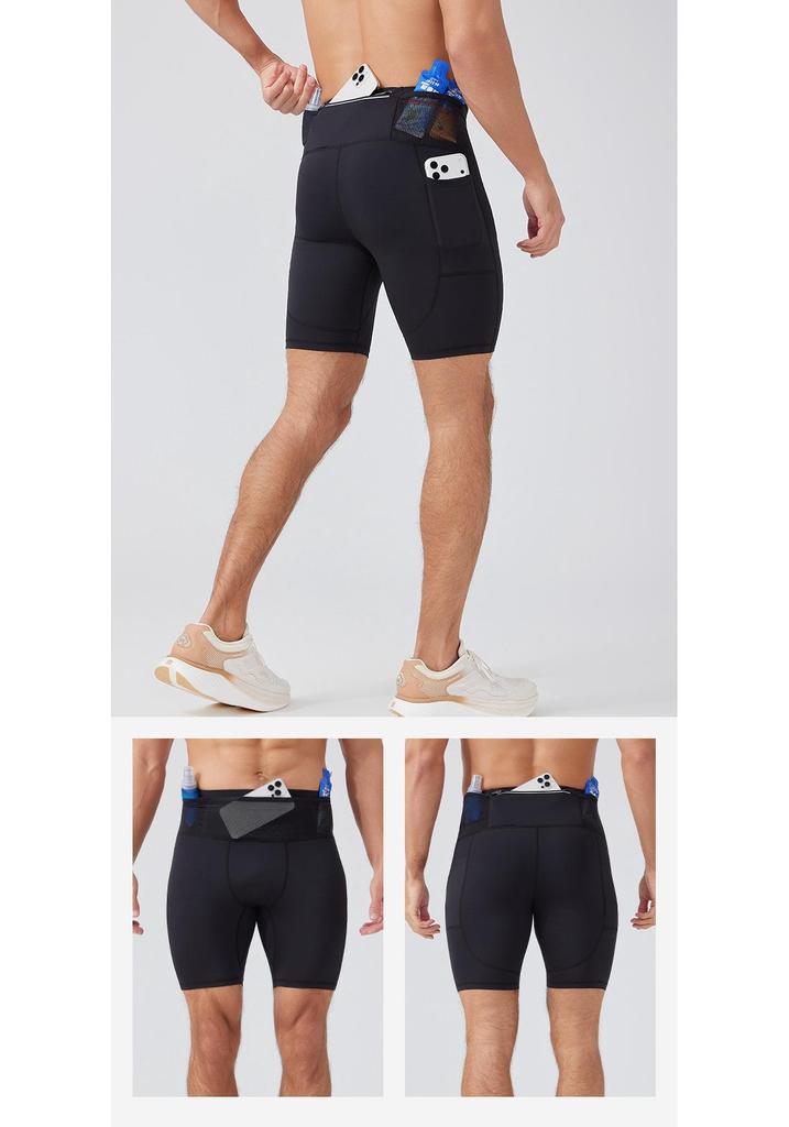 Men's Multi-Pocket Compression Capri Pants for Running, Training, and Cycling