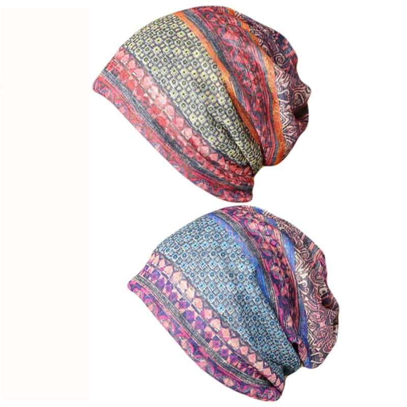

2 шт. Женская мешковатая шапка-бини Chemo Hat Scarf Lightweight Slochy Snood Hat Trend Printing