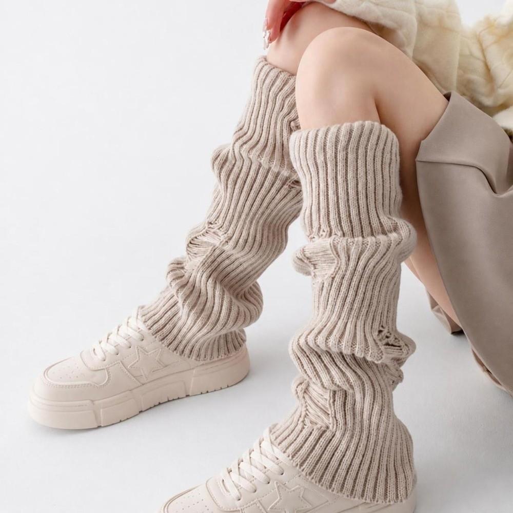 Acrylic Blend Knee High Socks Stretch Leg Covers Vintage Boot Cuffs  For Women Girls