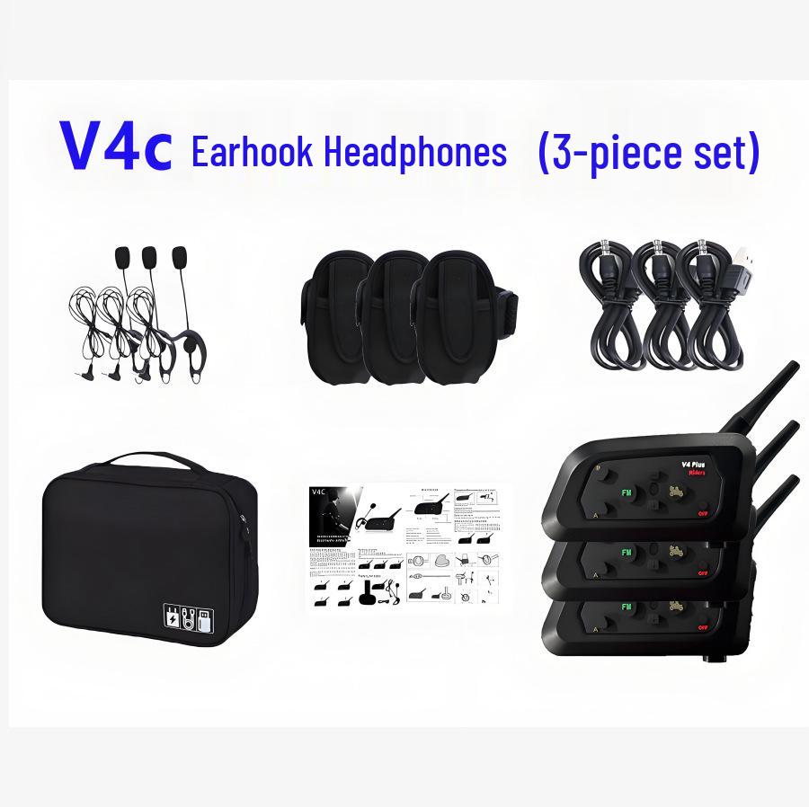 V4C Neutral Football Referee Bluetooth Intercom Set: Helmet Earphone, Sports Arm Bag, Noise-Cancelling, 3-Piece Kit
