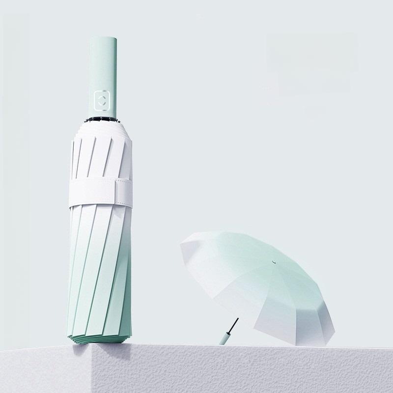 Gradient Color Rain Umbrella Double Keel Vinyl Folding Umbrella Durable Automatic Umbrella  Travel