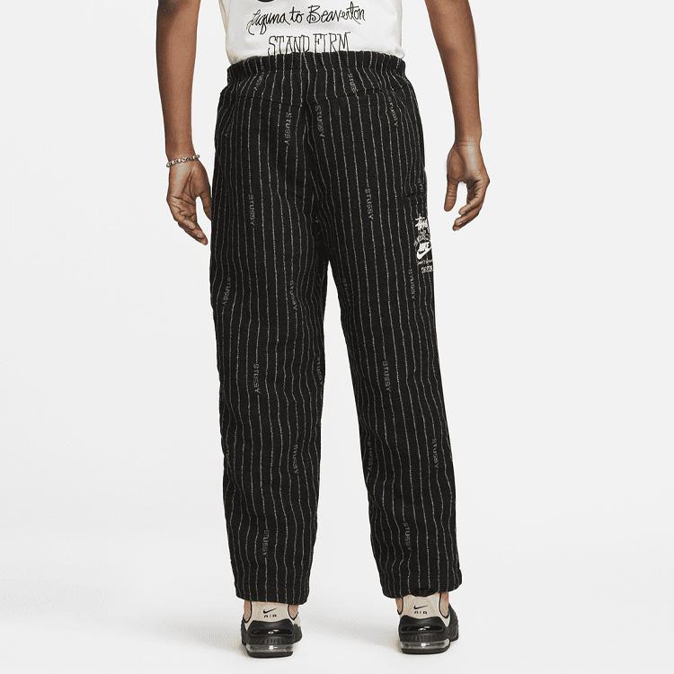 Nike X Calças de Lã Listradas Stussy Preto Unissex Streetwear DR4021-010