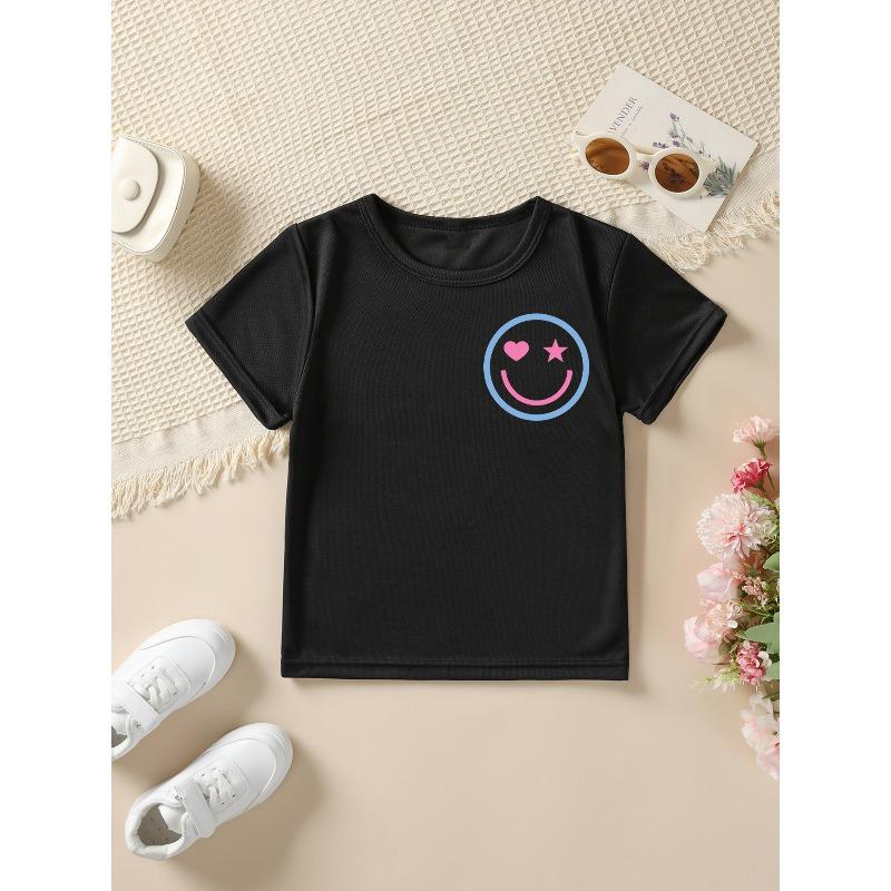 Summer Fashion Girls' Short Sleeve T-Shirt Sassy Little Soul Letter Elements Double-Sided Print Casual Versatile Top